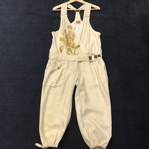 Apple Bottoms Cream Jumpsuit with Gold Print